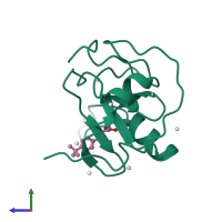 PDB entry 6dxh coloured by chain, side view.