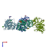 PDB entry 6dxw coloured by chain, top view.