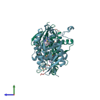 PDB entry 6dyw coloured by chain, side view.