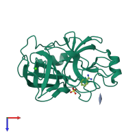 PDB entry 6dzf coloured by chain, top view.