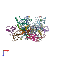 PDB entry 6dzl coloured by chain, top view.