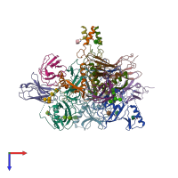 PDB entry 6dzm coloured by chain, top view.