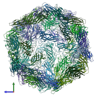 PDB entry 6dzu coloured by chain, side view.