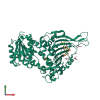 PDB entry 6e08 coloured by chain, front view.