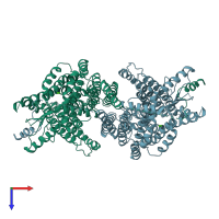 PDB entry 6e0h coloured by chain, top view.