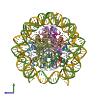 PDB entry 6e0p coloured by chain, side view.