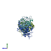 PDB entry 6e0x coloured by chain, side view.