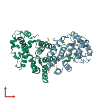PDB entry 6e12 coloured by chain, front view.