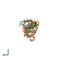 PDB entry 6e15 coloured by chain, side view.