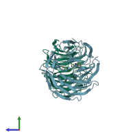 PDB entry 6e1z coloured by chain, side view.