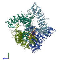 PDB entry 6e2f coloured by chain, side view.