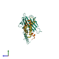 PDB entry 6e2h coloured by chain, side view.