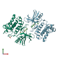 PDB entry 6e2n coloured by chain, front view.