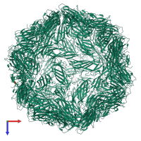 Homo 60-meric assembly 1 of PDB entry 6e2x coloured by chemically distinct molecules, top view.