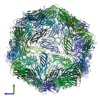 PDB entry 6e30 coloured by chain, side view.