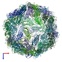 PDB entry 6e30 coloured by chain, top view.