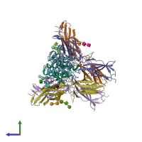 PDB entry 6e3l coloured by chain, side view.