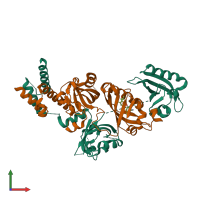 PDB entry 6e3s coloured by chain, front view.