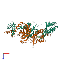 PDB entry 6e3s coloured by chain, top view.