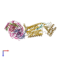 PDB entry 6e3y coloured by chain, top view.