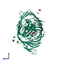 PDB entry 6e4v coloured by chain, side view.