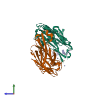 PDB entry 6e4y coloured by chain, side view.