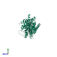 PDB entry 6e59 coloured by chain, side view.