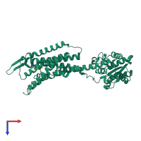 PDB entry 6e59 coloured by chain, top view.