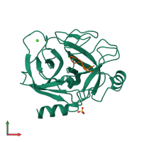 PDB entry 6e5m coloured by chain, front view.