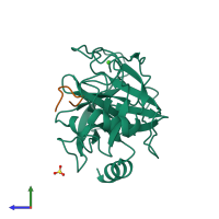 PDB entry 6e5m coloured by chain, side view.