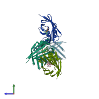 PDB entry 6e5w coloured by chain, side view.