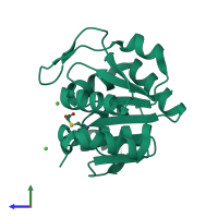 PDB entry 6e5z coloured by chain, side view.