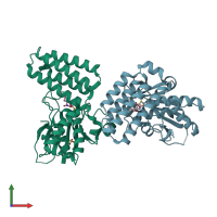 PDB entry 6e6t coloured by chain, front view.