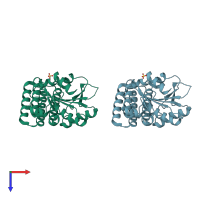 PDB entry 6e6u coloured by chain, top view.