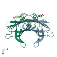 PDB entry 6e6z coloured by chain, top view.