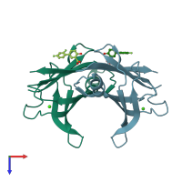 PDB entry 6e70 coloured by chain, top view.