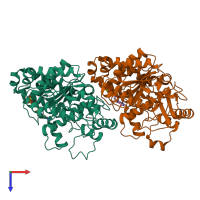 PDB entry 6e7b coloured by chain, top view.