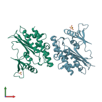 PDB entry 6e7f coloured by chain, front view.