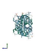 PDB entry 6e7f coloured by chain, side view.