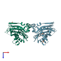 PDB entry 6e7f coloured by chain, top view.