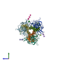 PDB entry 6e7h coloured by chain, side view.