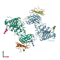 PDB entry 6e7k coloured by chain, front view.