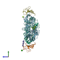 PDB entry 6e7k coloured by chain, side view.