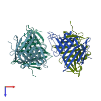 PDB entry 6e7o coloured by chain, top view.