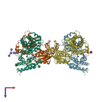 PDB entry 6e7r coloured by chain, top view.