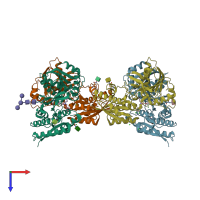 PDB entry 6e7u coloured by chain, top view.