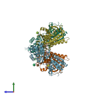 PDB entry 6e7w coloured by chain, side view.