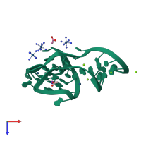 PDB entry 6e80 coloured by chain, top view.