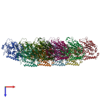 PDB entry 6e88 coloured by chain, top view.