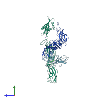 PDB entry 6e8f coloured by chain, side view.